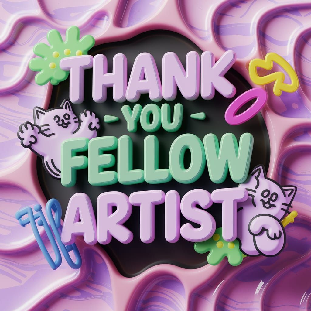 Text that days "THANK YOU fellow artist" in a heated melting WAX with prominent WAX bumps and crevices, prominent melted...