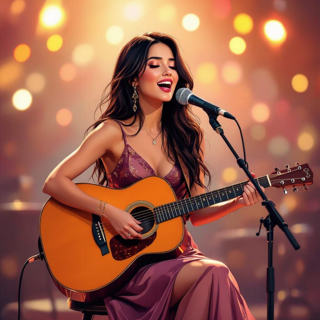 Anatolian Singer Performs Amidst Bokeh Lights