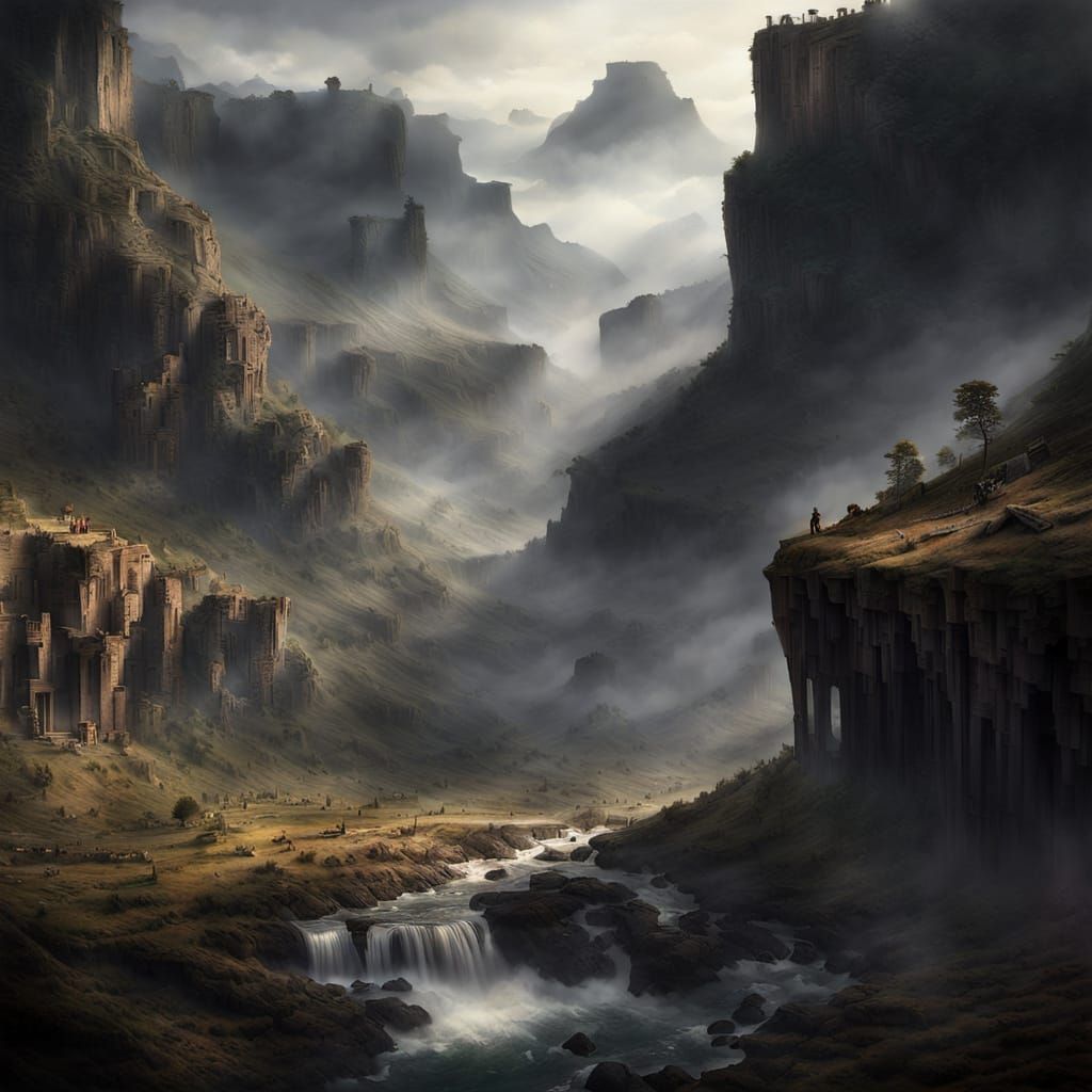 Valley of Echoes: Ashfall Digital Matte Painting