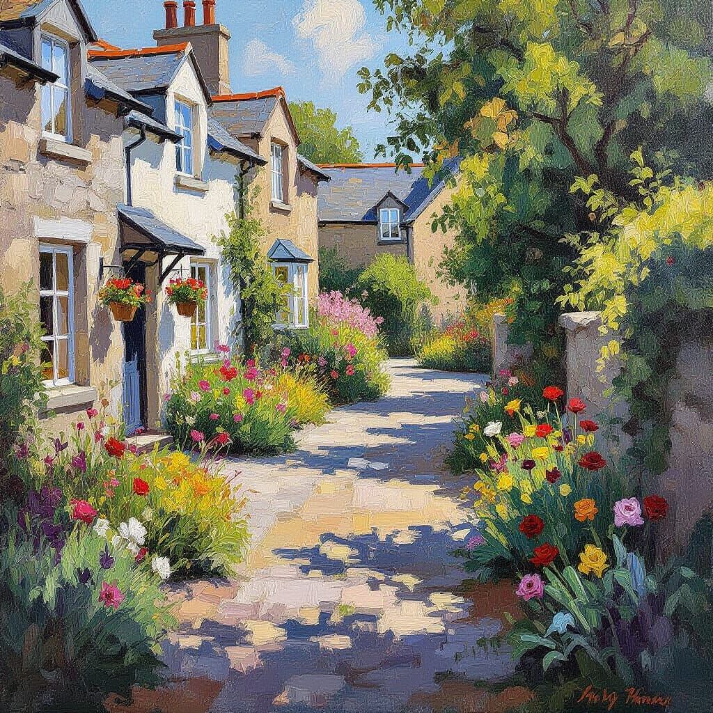 Vibrant Garden Interior in Scottish Art Style