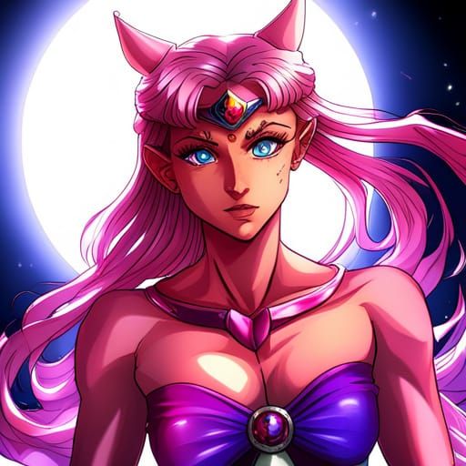 Fierce Sailor Moon in Galactic Dark Fantasy Style