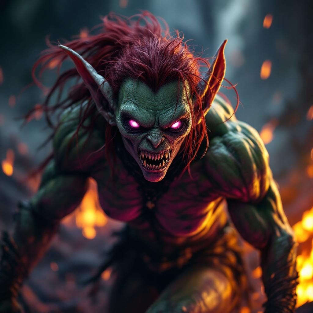Muscular Goblin in Dark Fantasy Style