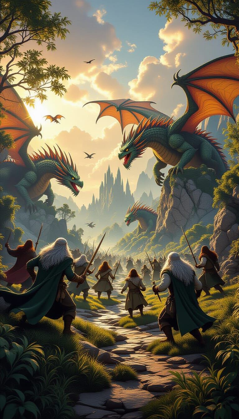 Elvish Battle with Hobbits, Ogres, and Dragons