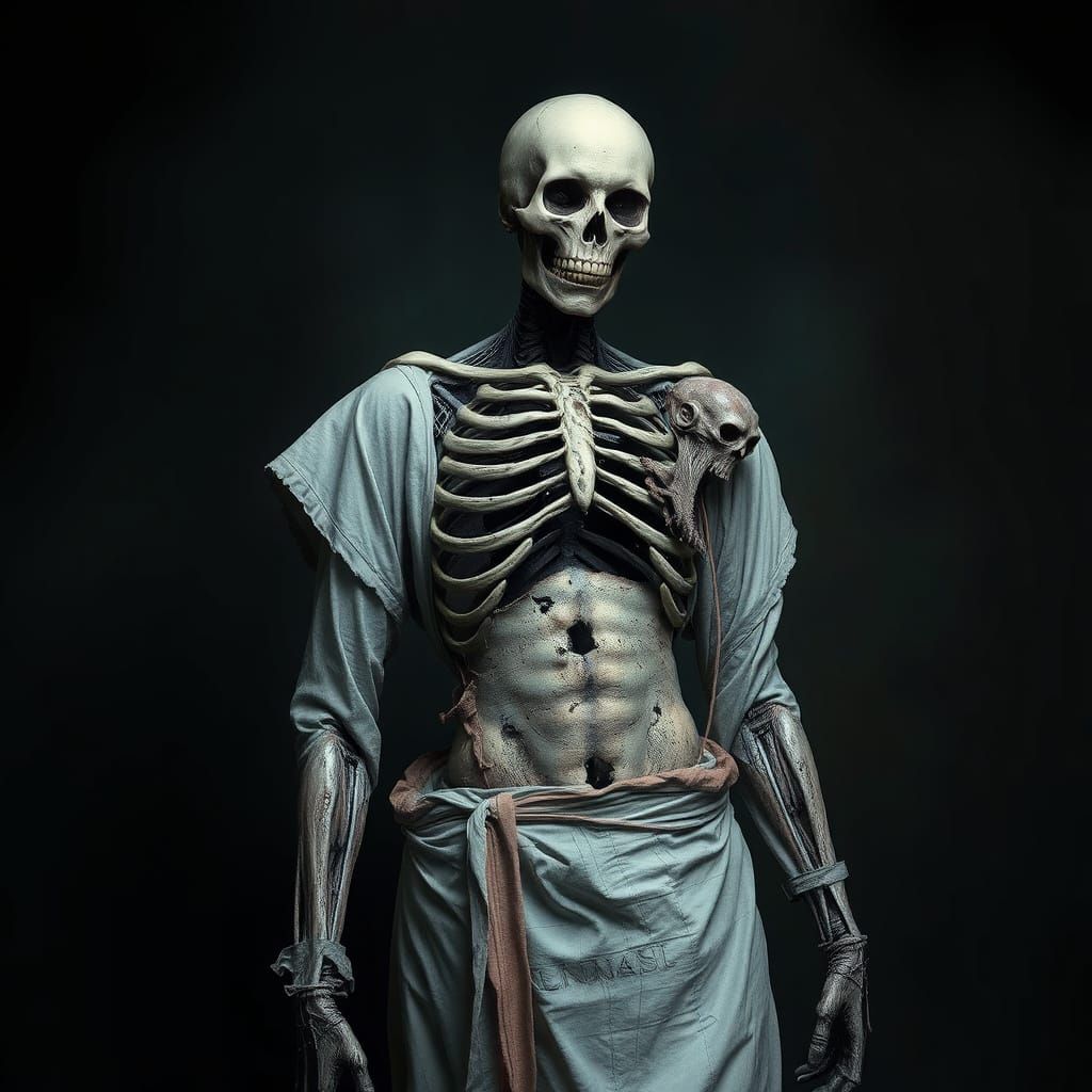 Biomechanical Shattered Figure in Eerie Surrealism