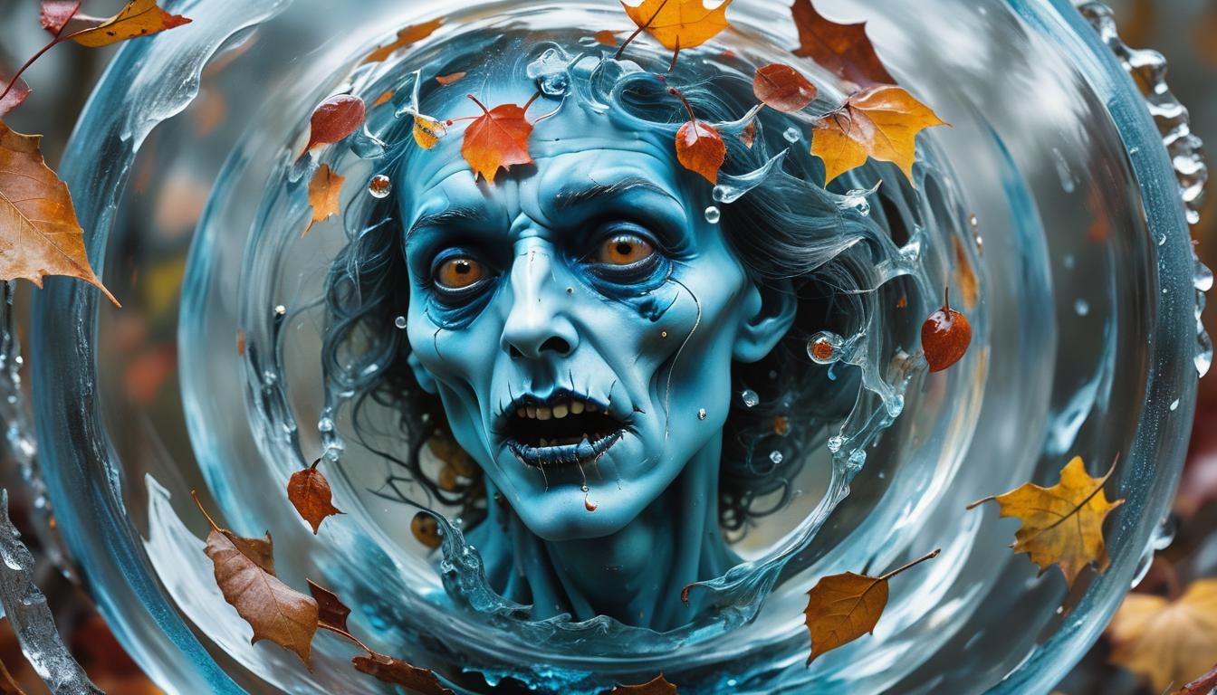 Surreal Ghoul in Glass Sphere: Macro Photography