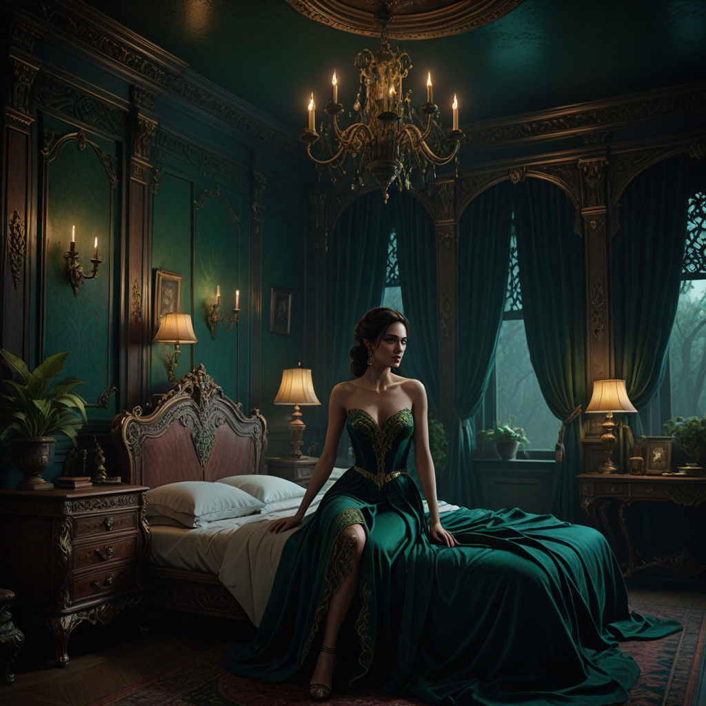 Moody Dark Fantasy Pin-Up in Cinematic Style