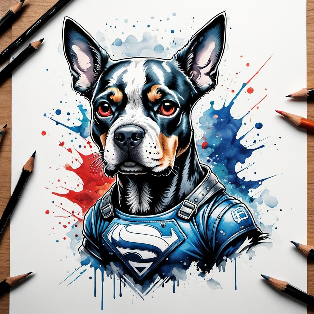 DC Comic Hero Dog in Cyberpunk Style