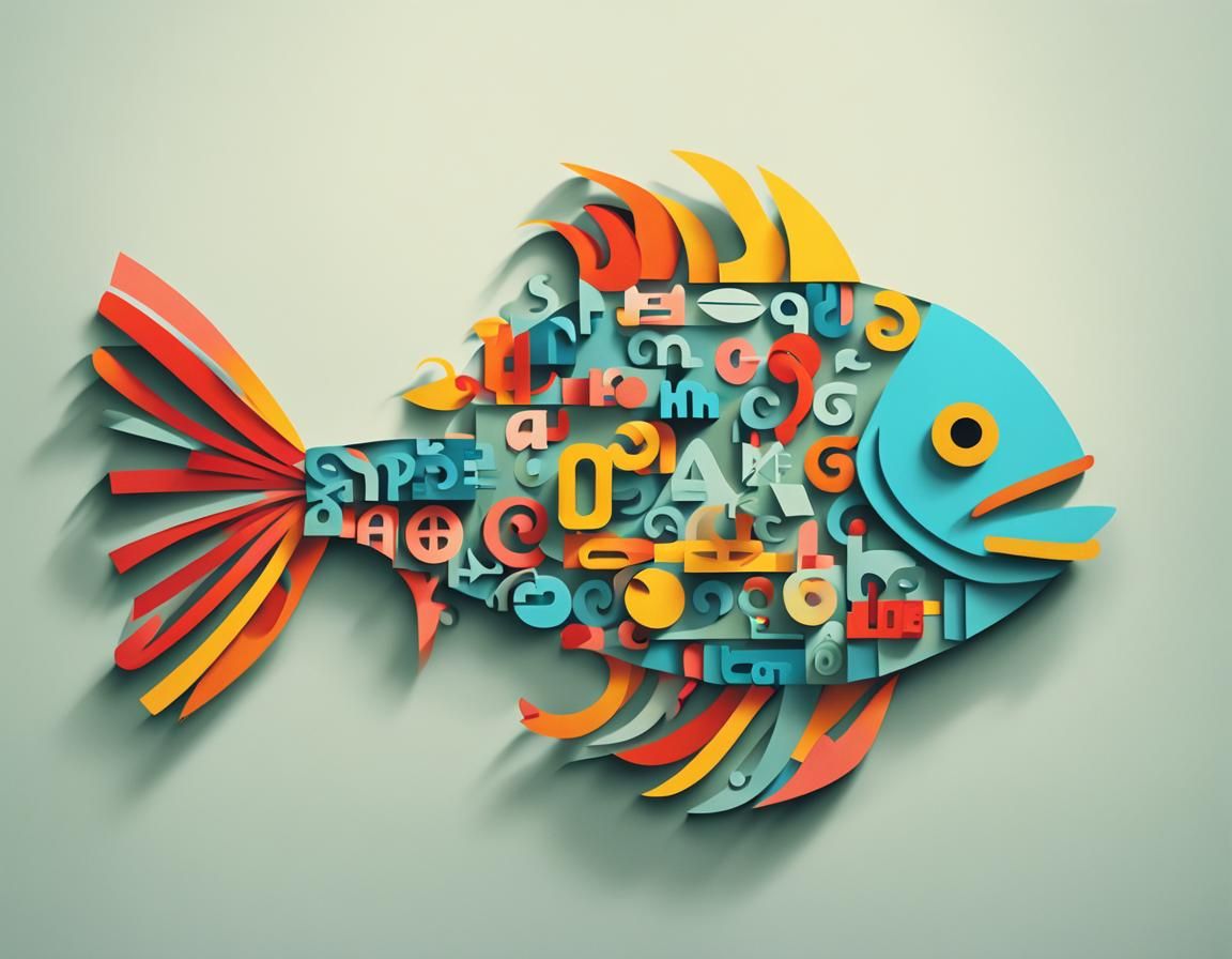 Whimsical Letter Fish: A Typographic Art Piece