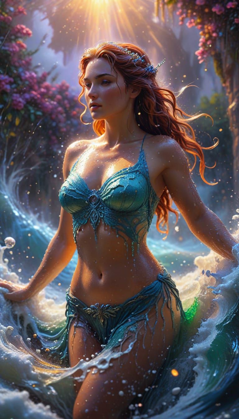 Aphrodite's Birth: Hyperrealistic Fantasy Art in 8K