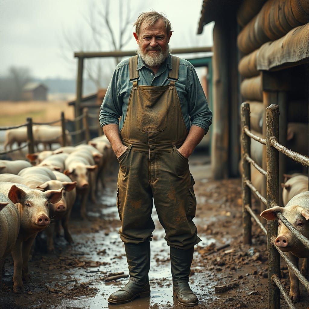 Rustic Rural Farmer Amidst Earthy Landscapes