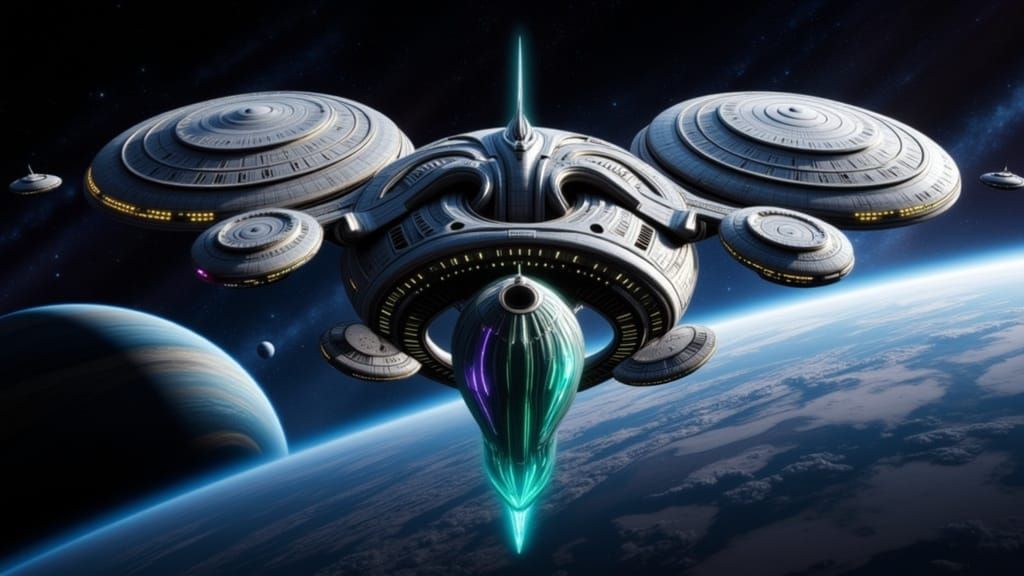 Retro-Futuristic Starship Infinity Symbol