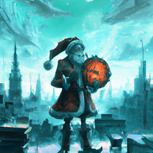 Santa in Clockpunk Dystopia: A Tim Burton-esque Vision