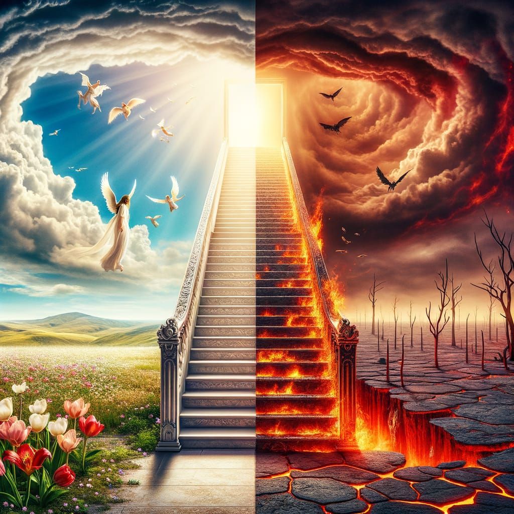 Stairway to Heaven and Ladder to Hell: Split Image