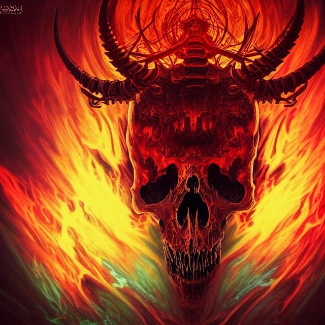 Intricate Diablo Demon with Fractal Iridescence