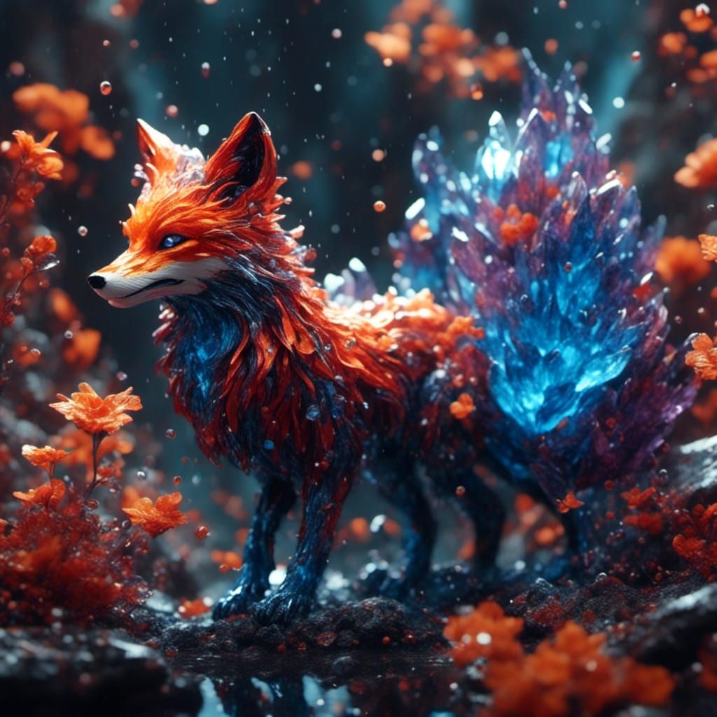 Elemental Crystal Fox Fantasy Concept Art