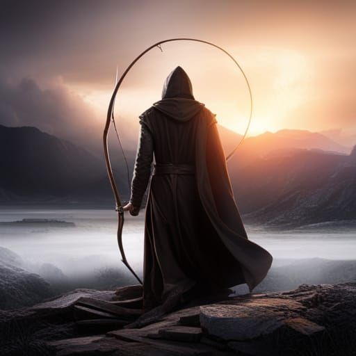Epic Archer with Bow: Digital Matte Painting