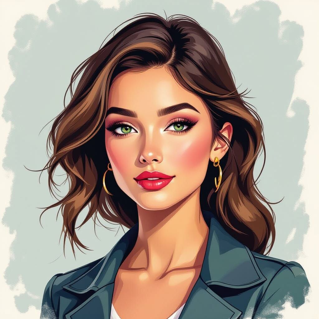 Ashcan Gouache Portrait of a Stunning Young Woman