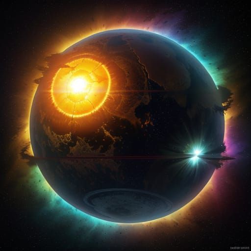 Hyperrealistic Sun in Space Concept Art