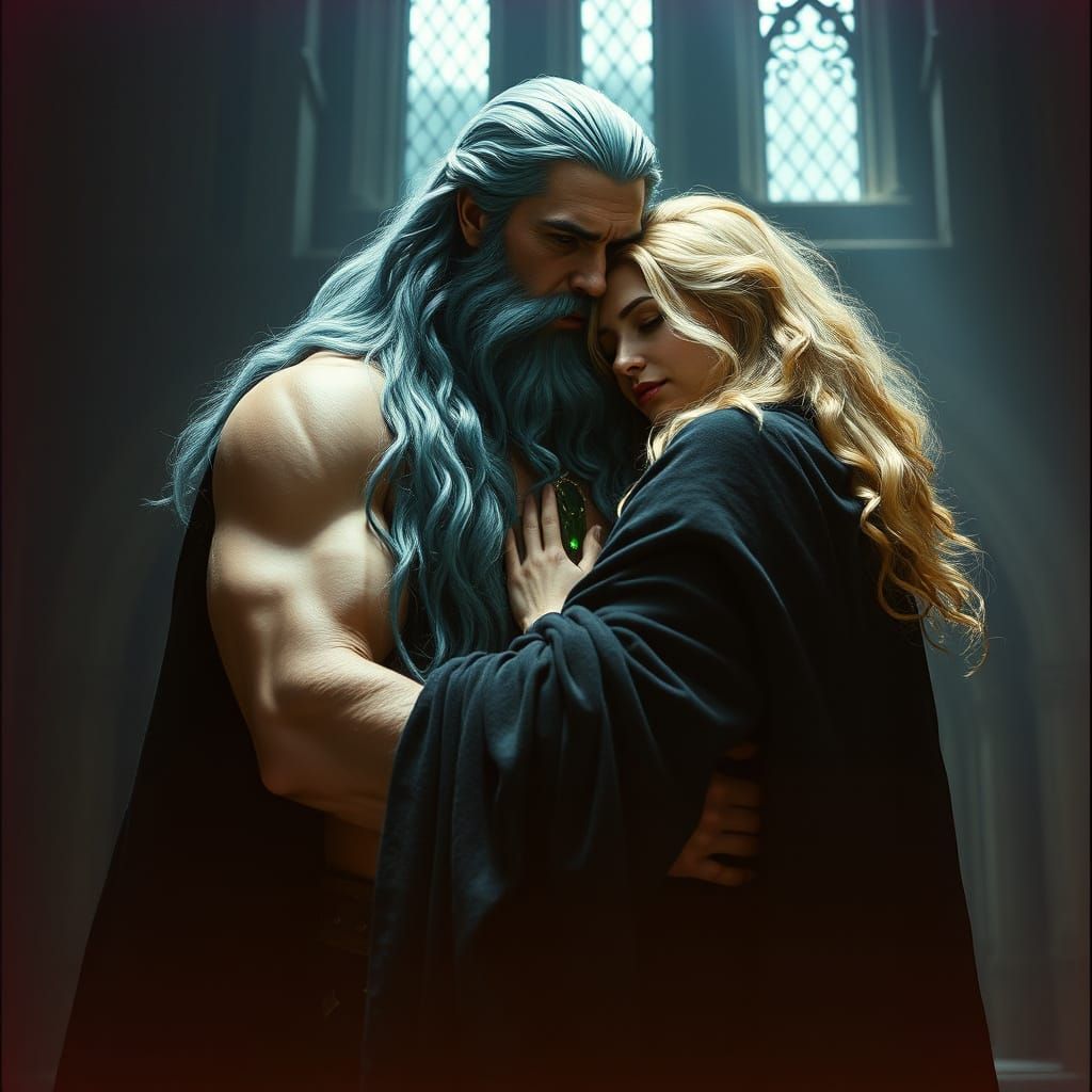 Sea King's Embrace in Dimly Lit Castle