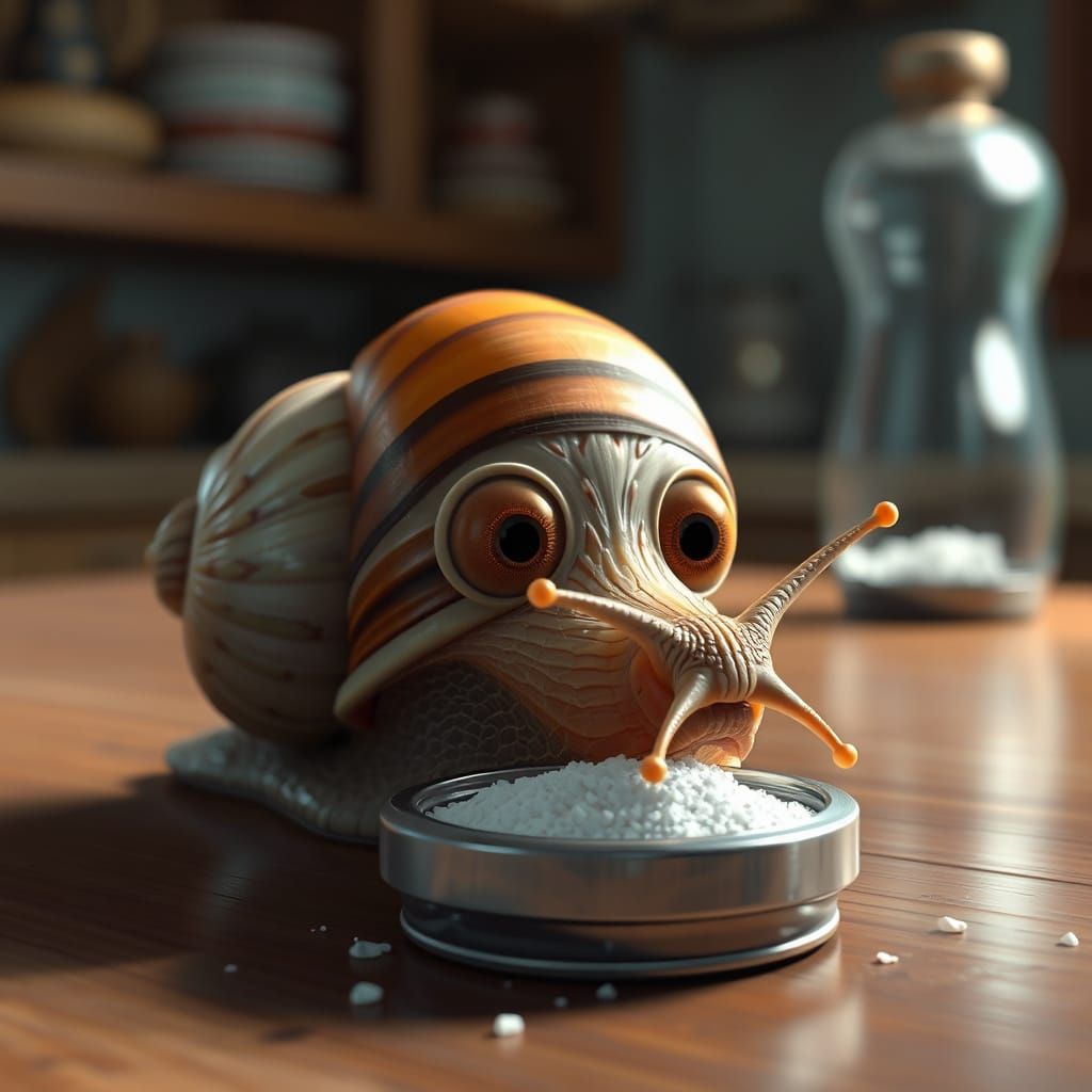 Snail Inspects Salt Shaker: Anime Concept Art