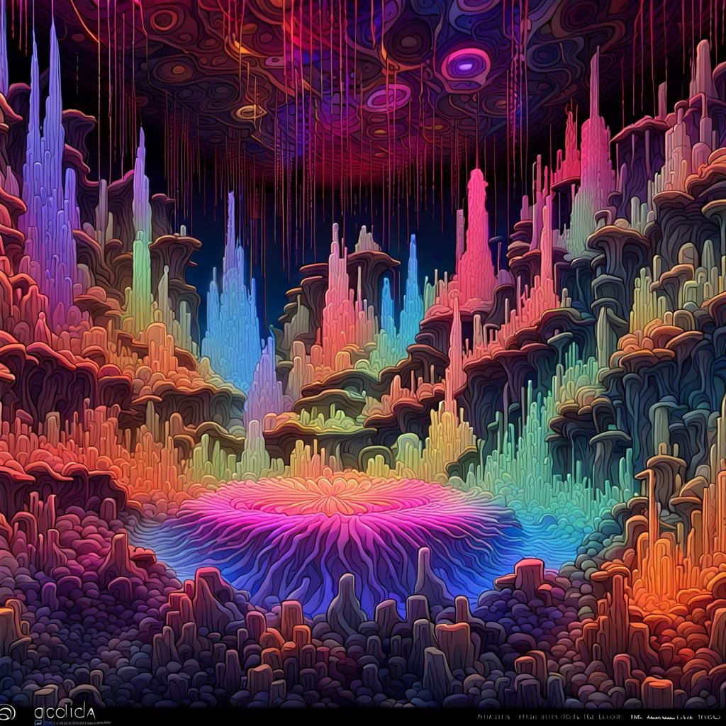 Musical frequency analysis  " "TOCCATA AND FUGUE IN D MINOR" with BRILLIANT NEON vibrant colored  CRYSTALS GROWING TO TH...