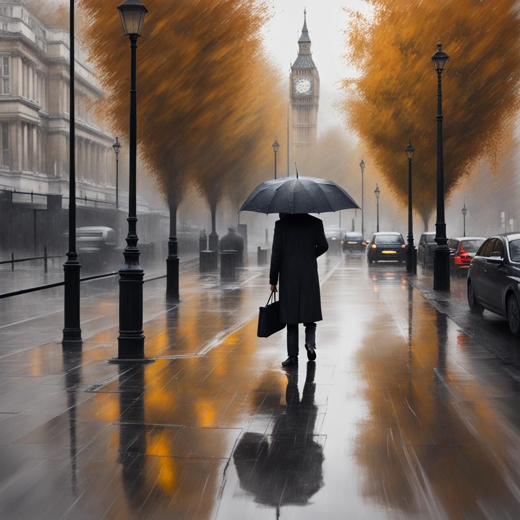 Rainy Autumn Day in London: Sinister Ambiance