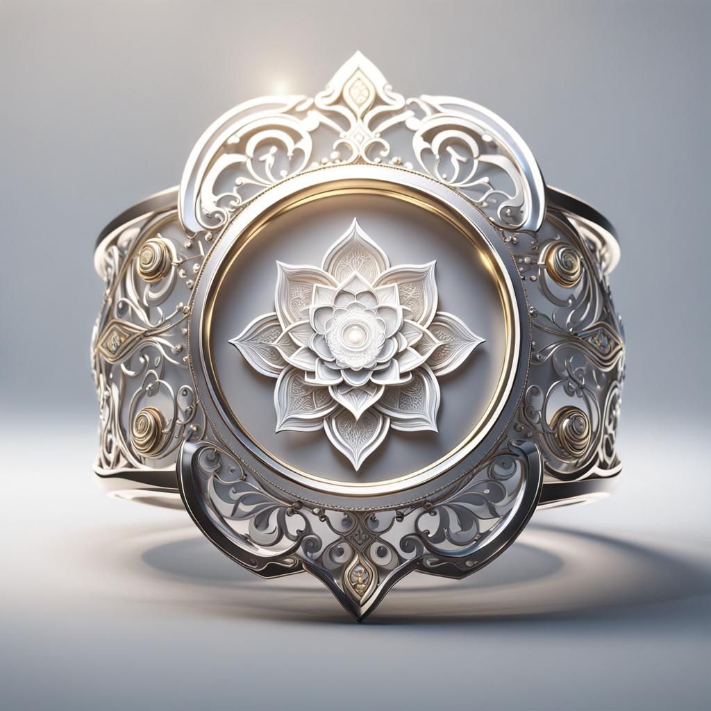 White Lotus Ring: 3D Rendered Serenity and Purity