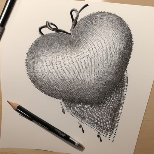 Heart Shattered in Stipple Line Art
