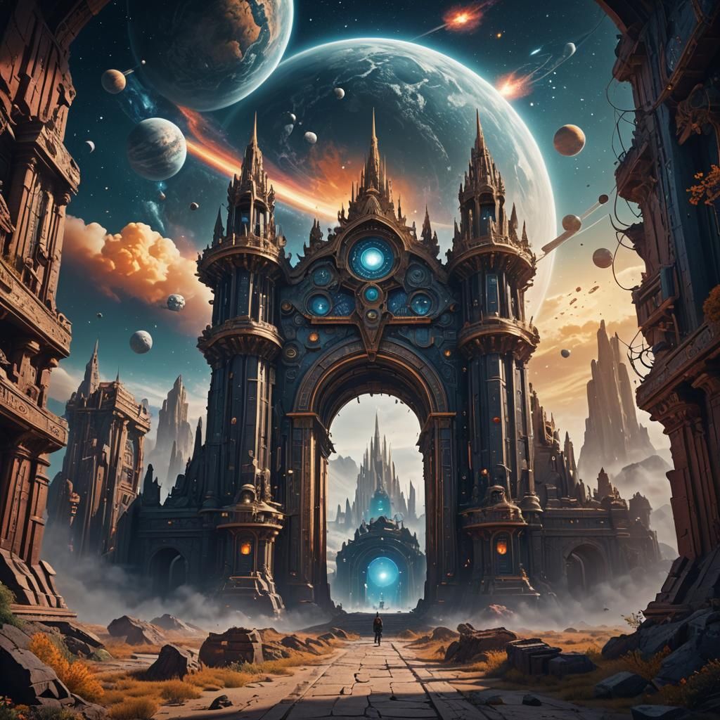 Fantastical Gateway to Space in Detailed Matte Painting