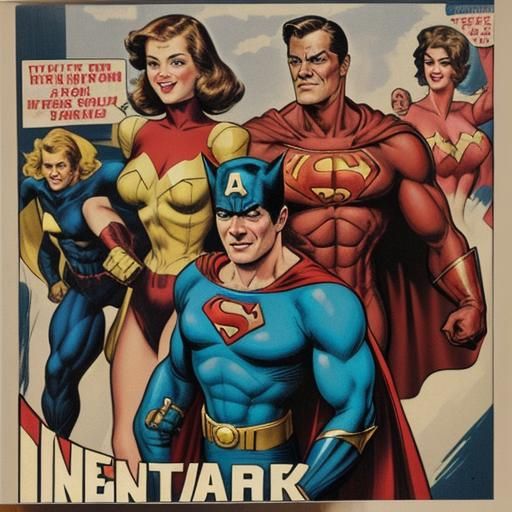 Old Superheroes in Vintage Photo Style