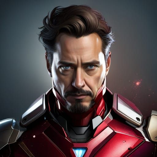 Iron Man Portrait in Hyperdetailed Splash Art Style