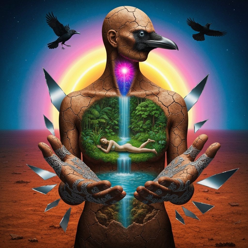 Soul Guided by Crow to Afterlife Oasis