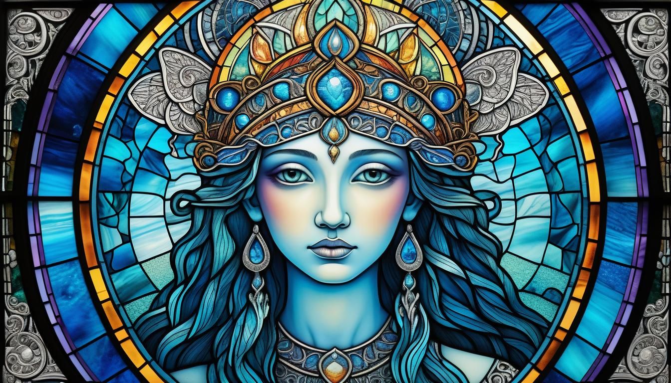 Goddess of Love in Stained Glass Zentangle Art