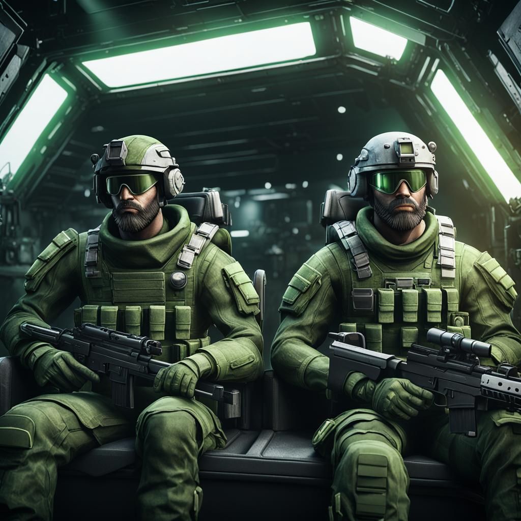 Soldiers in Armored Vehicle: 3D Game Cinematic Graphics