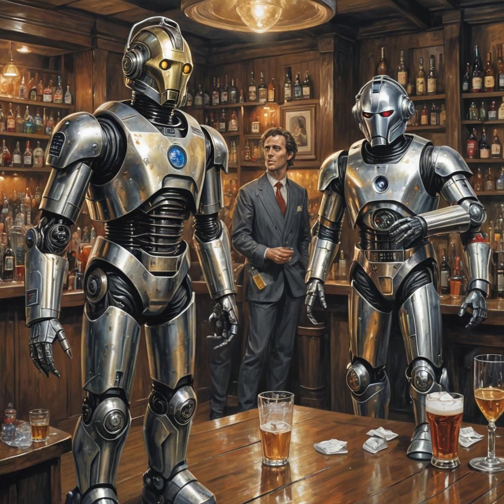 Sci-Fi Icons Walk Into a Bar: Horror Illustration