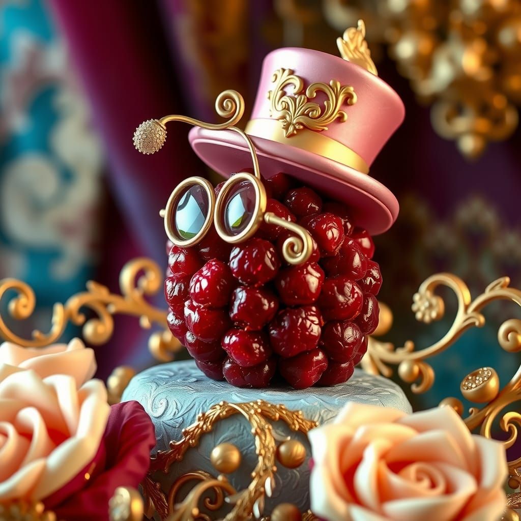 Opulent Raspberry Socialite in Baroque Filigree