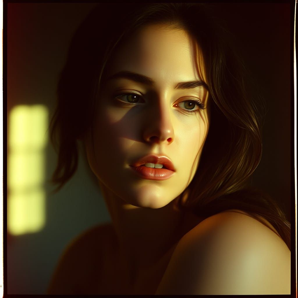 Ethereal Portrait in Cinematic Film Grain Style