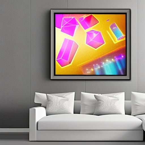 Cracked Glass Abstract in Synthwave Neon Retro Style