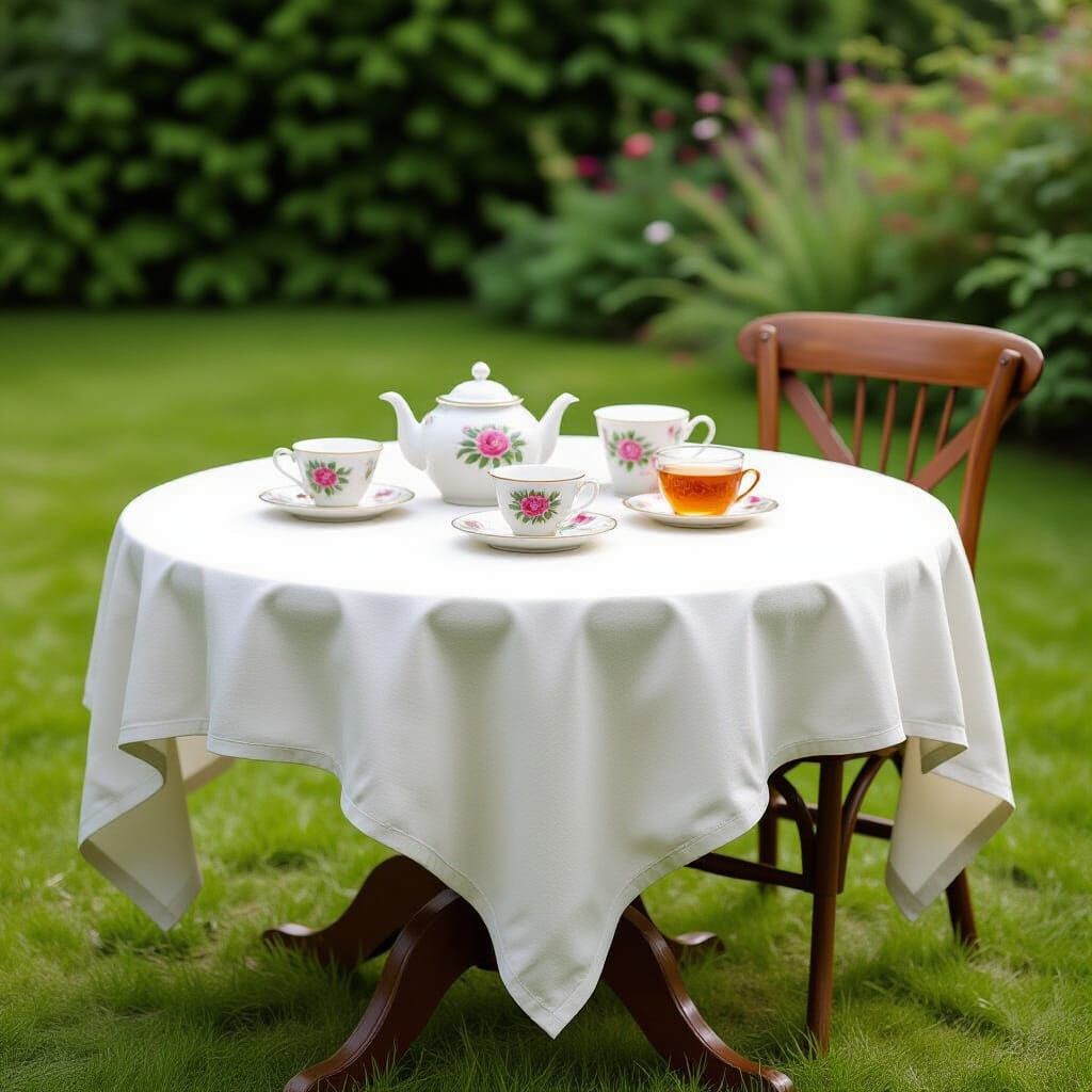 Tea-Stained Tablecloth on Grass