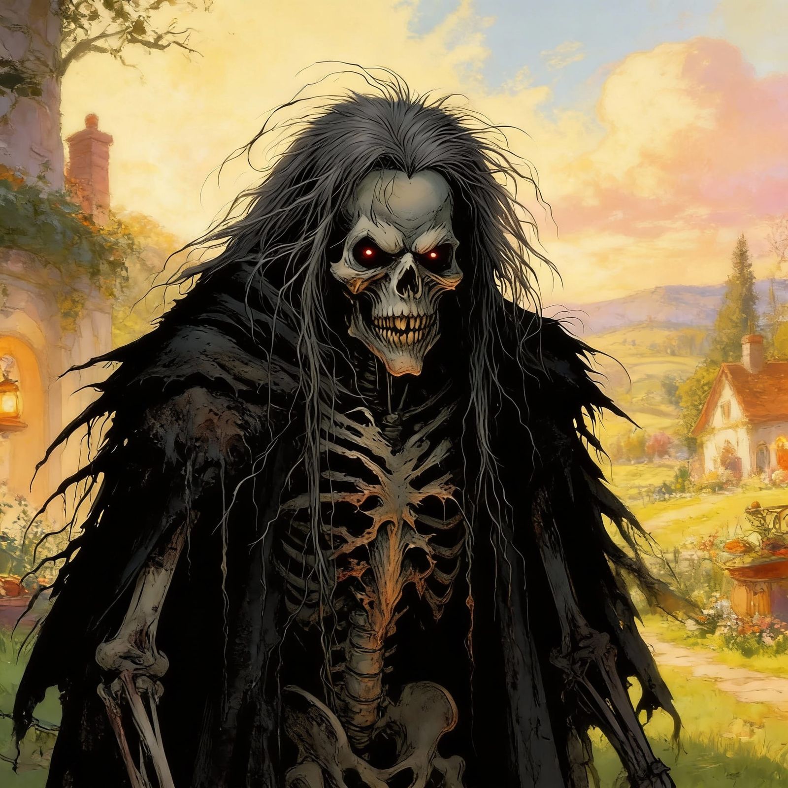 Dark Fantasy Landscape with Ethereal Background