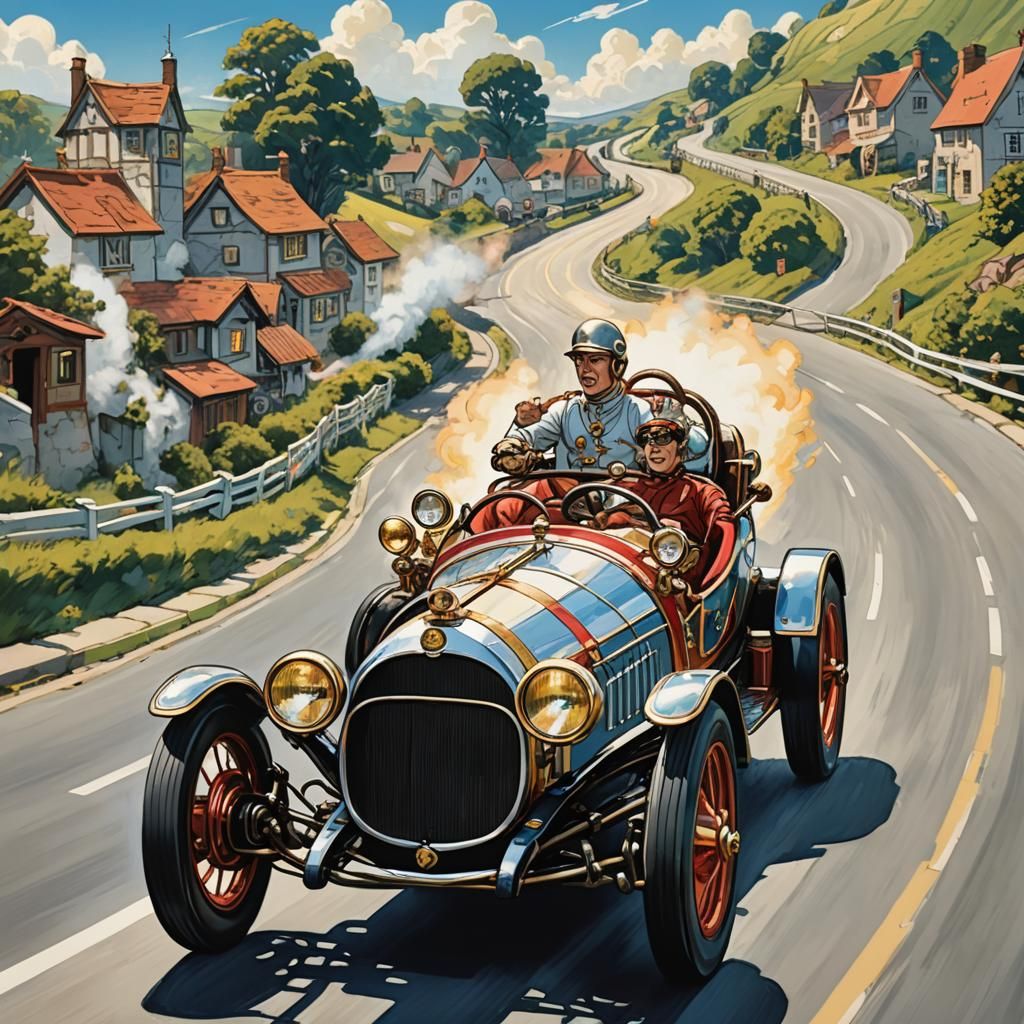 Chitty Chitty Bang Bang in Comic Book Art Style