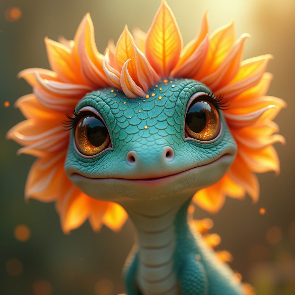 Enchanting Fantasy Creature Portrait with Iridescent Eyes