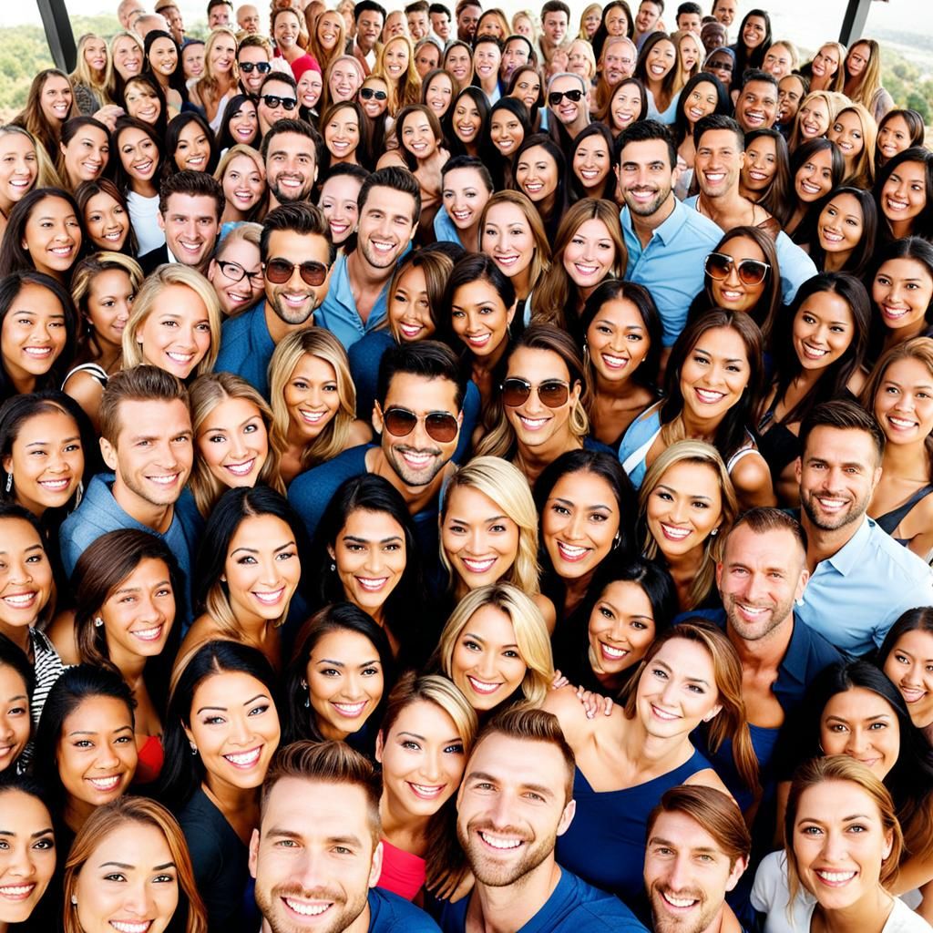 Man Surrounded by Adoring Women