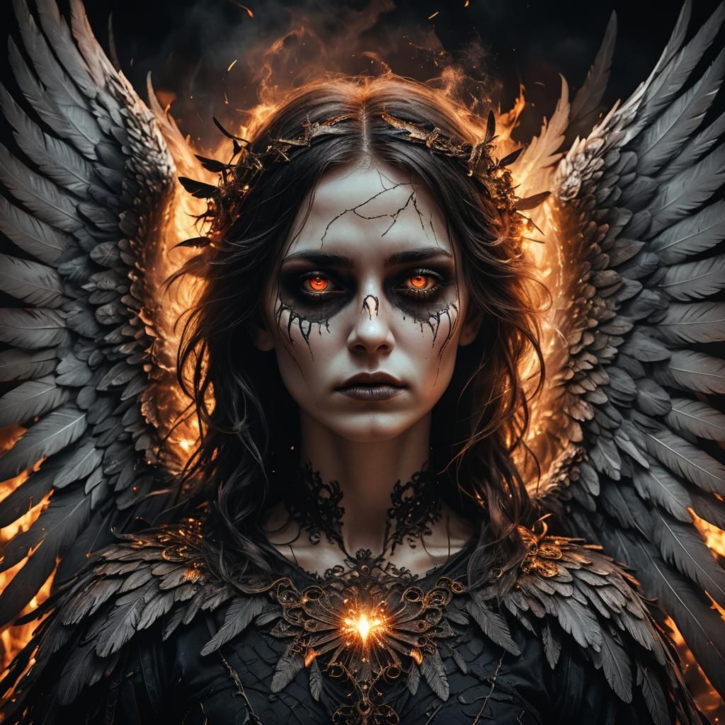 Gothic Angel of Death with Glowing Eyes