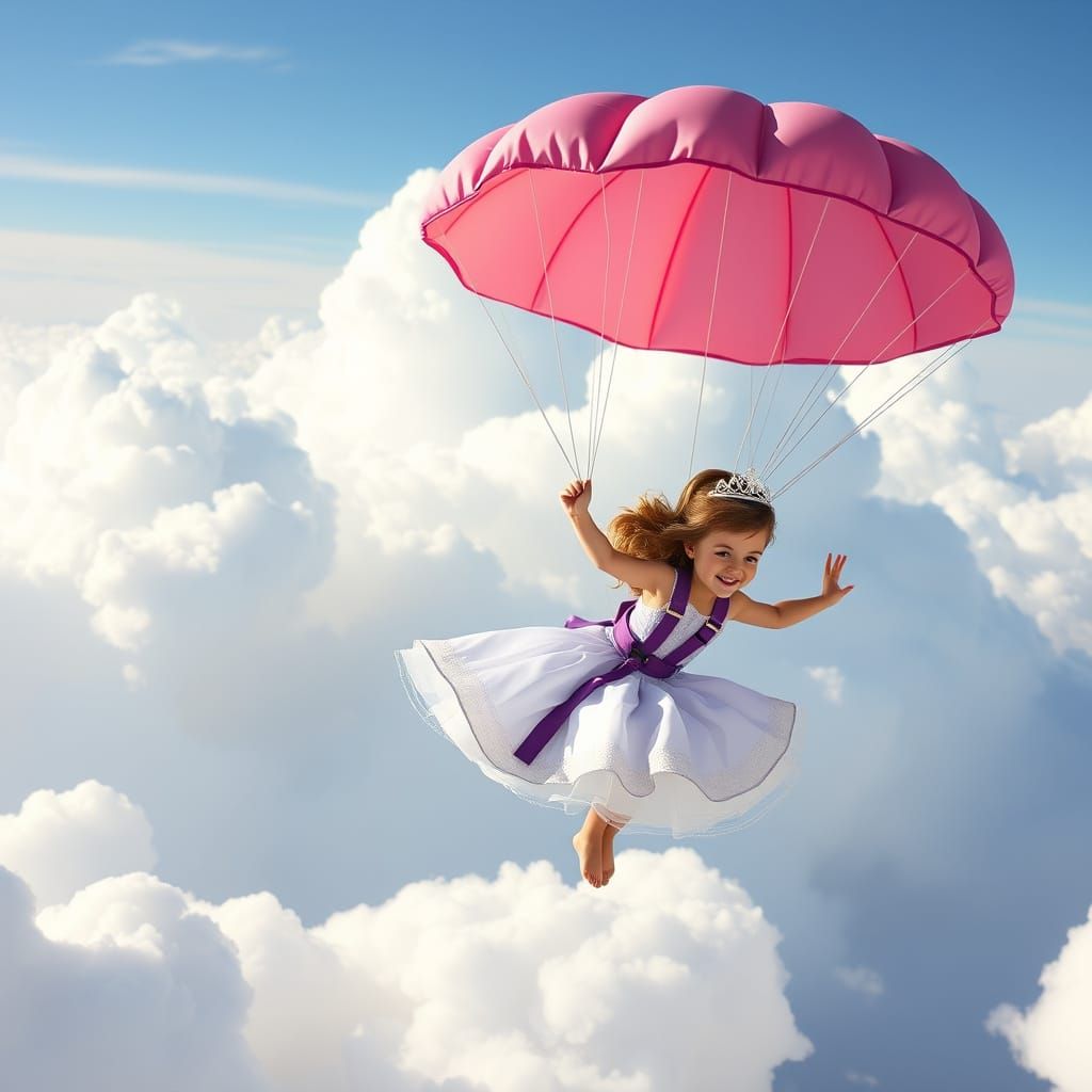 Princess Sofia Skydiving in Whimsical Style