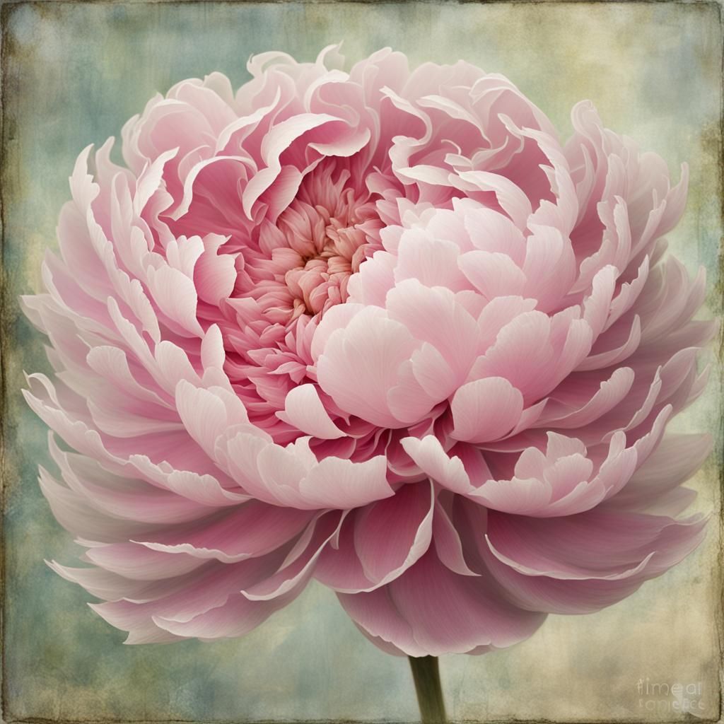 Pink Peony Close-Up: Pastel Digital Art
