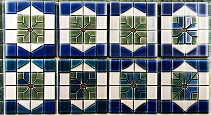 Vintage Ernest Batchelder Style Art Deco Tiles