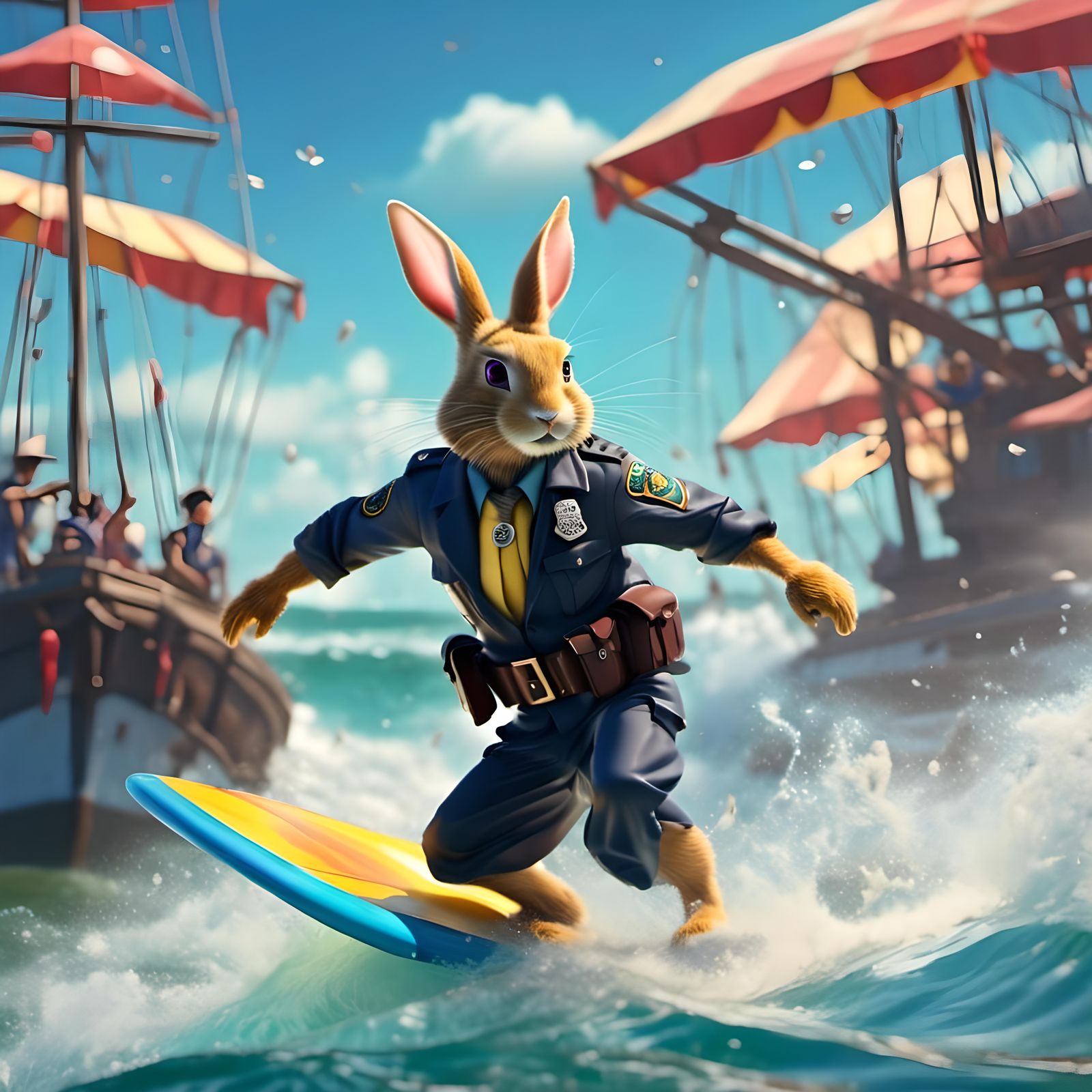 Harengon Law Enforcer Surfing in Pursuit