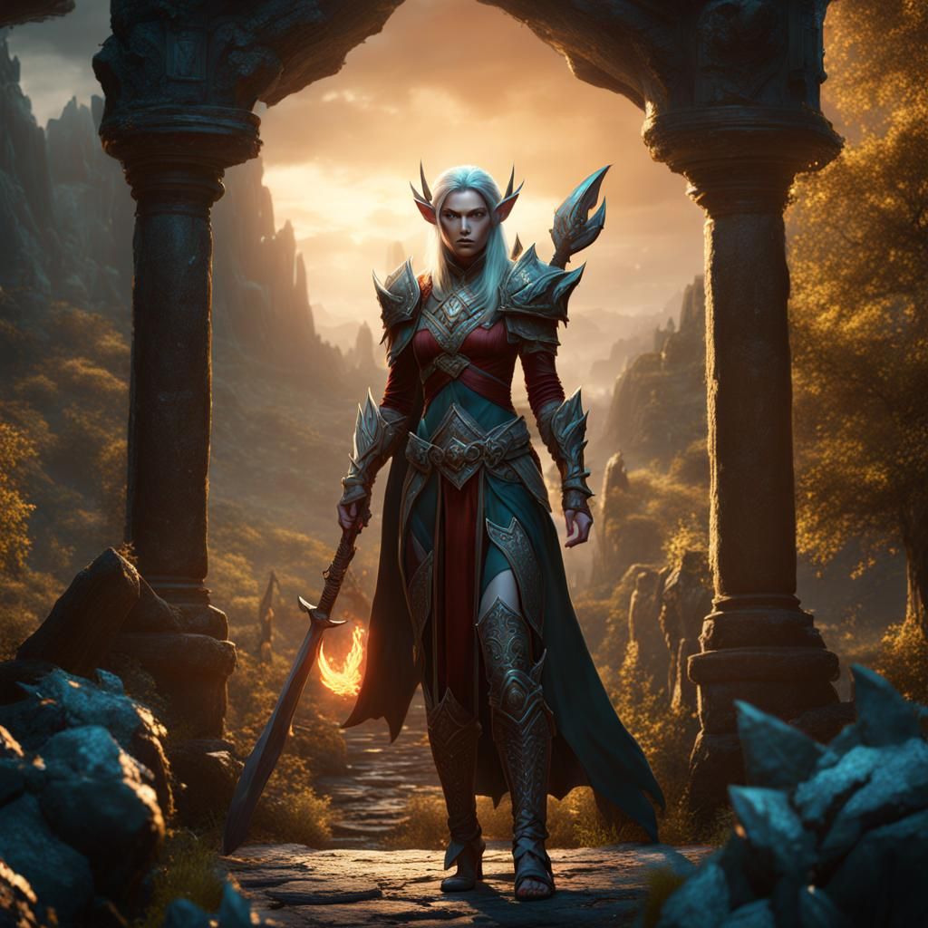 Fantasy Elf Captive: Detailed Matte Painting