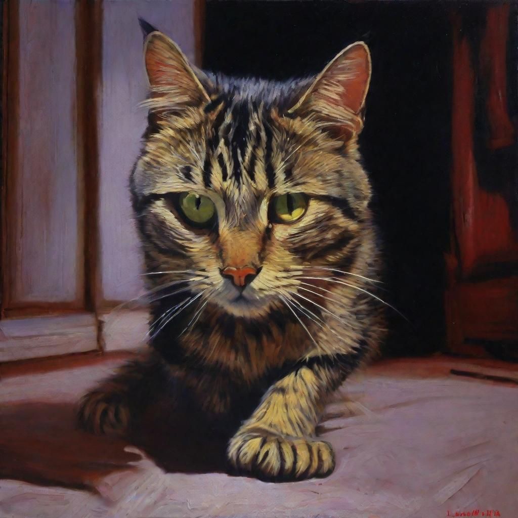 Rabid Cat in Oil Painting Style